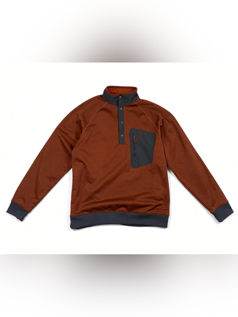 Mountain Hardwear Mens L Rust Snap Fleece Pullover Zip Pocket